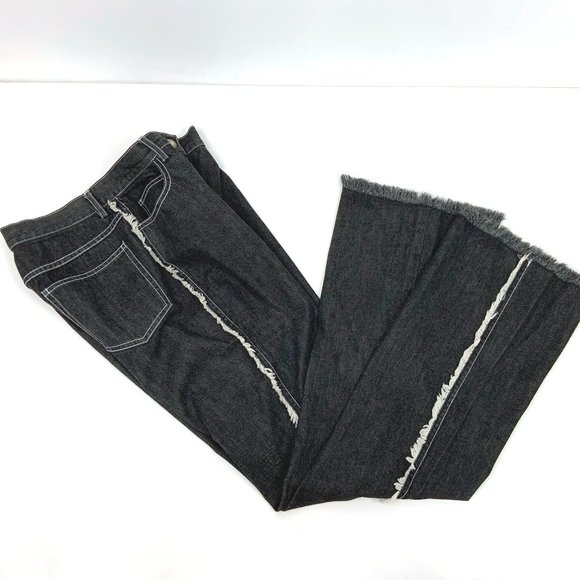Vintage Anne Kleine Y2K Black Frayed Cotton Jeans Grunge Goth Size 8 - 6 - Picture 15 of 16